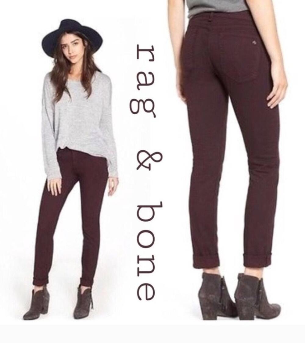 Rag & Bone Dre Skinny Jeans Women's 25* Aged Burgundy Y2K Minimalist Casual Chic